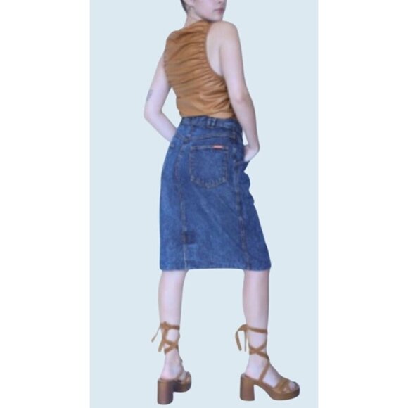 Vintage JORDACHE 90s Acid Washed Knee Length Denim Skirt Size 25 - Picture 1 of 8